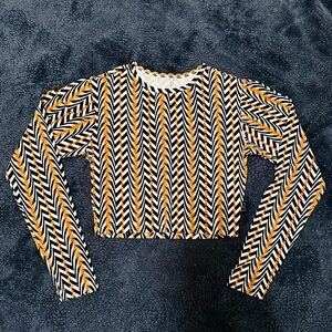 LiCi Fit Tribal Long Sleeve Cropped Top - M
